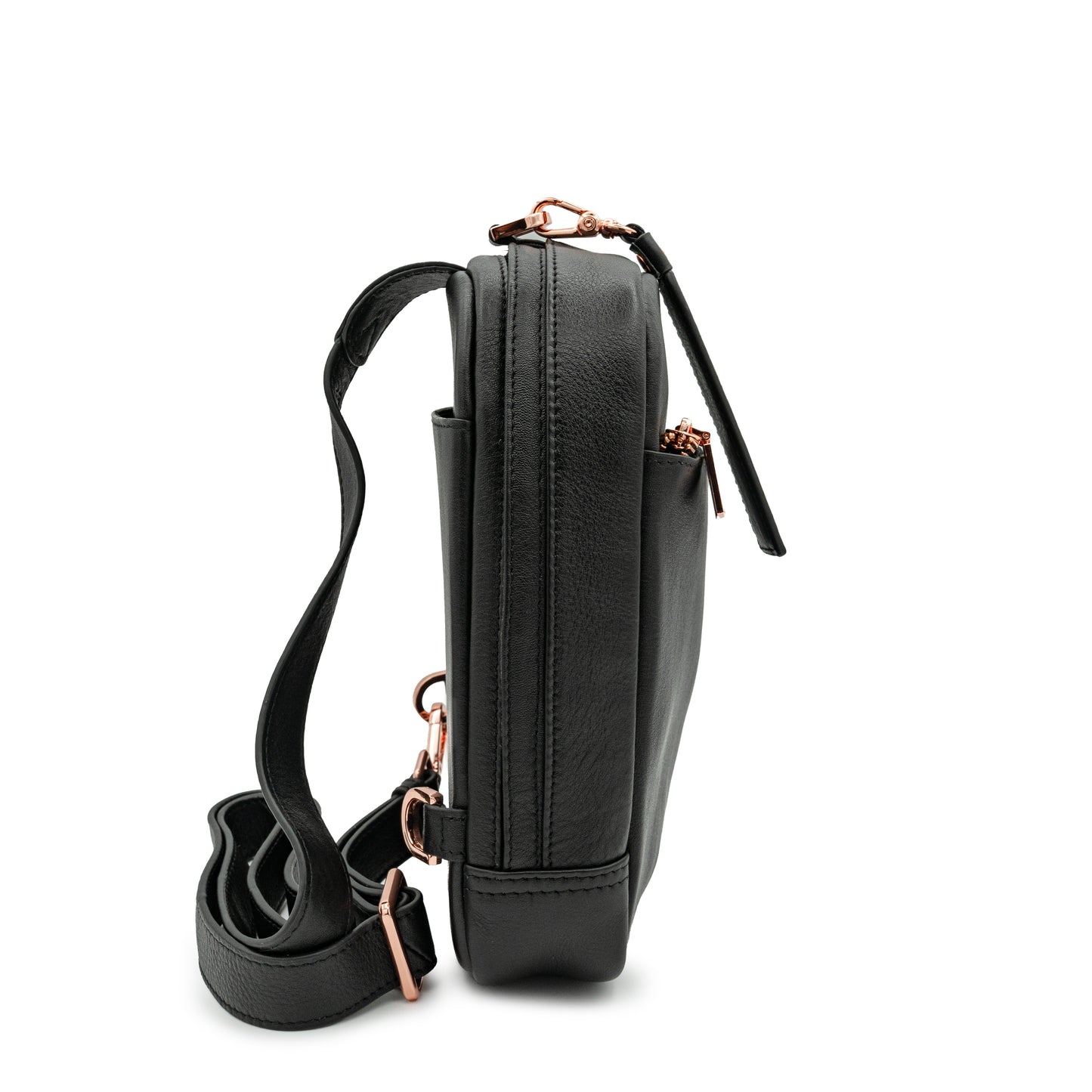 Madeline XL- CCW Cross Body Purse in Black Licorice - Rose Gold Hardware