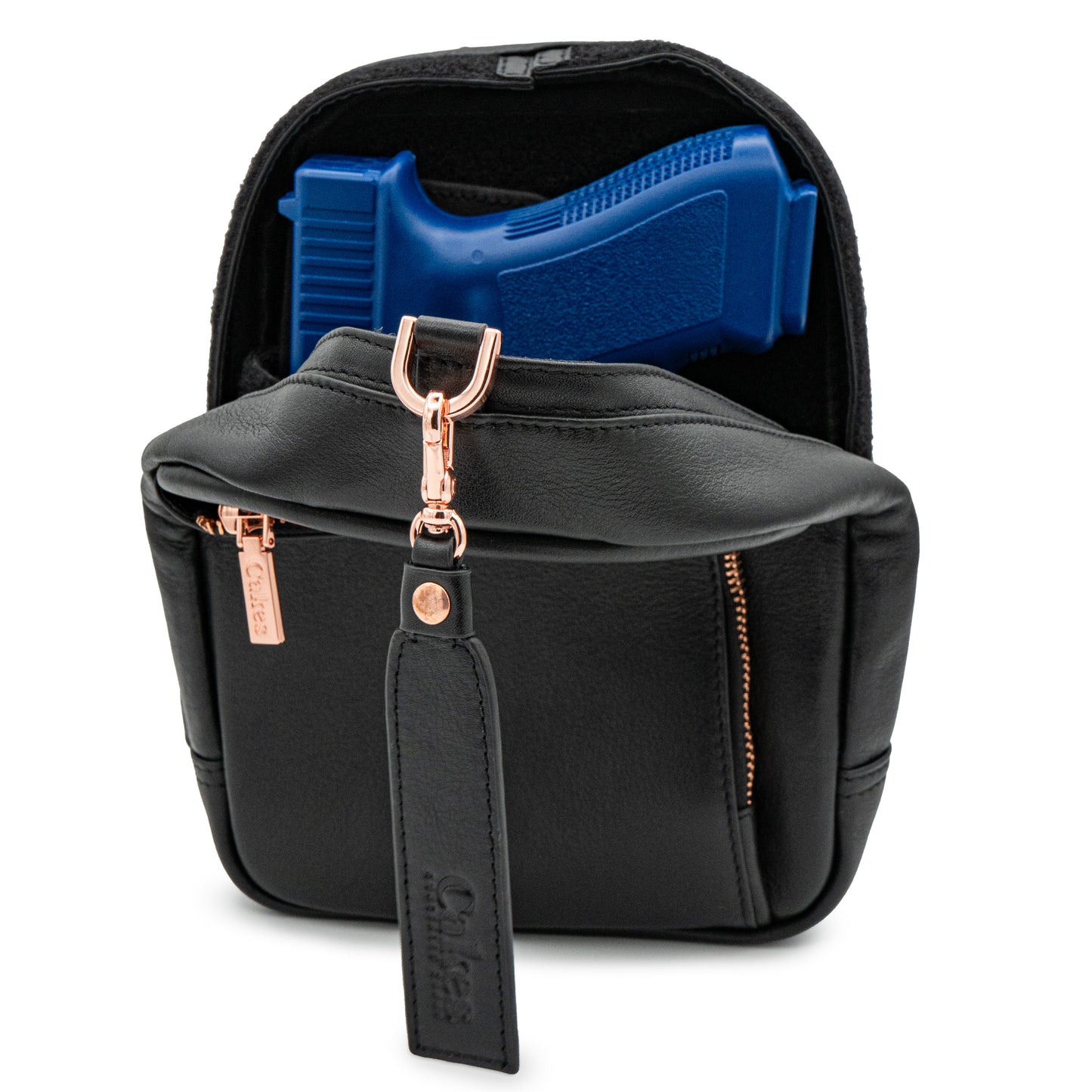 Madeline XL- CCW Cross Body Purse in Black Licorice - Rose Gold Hardware