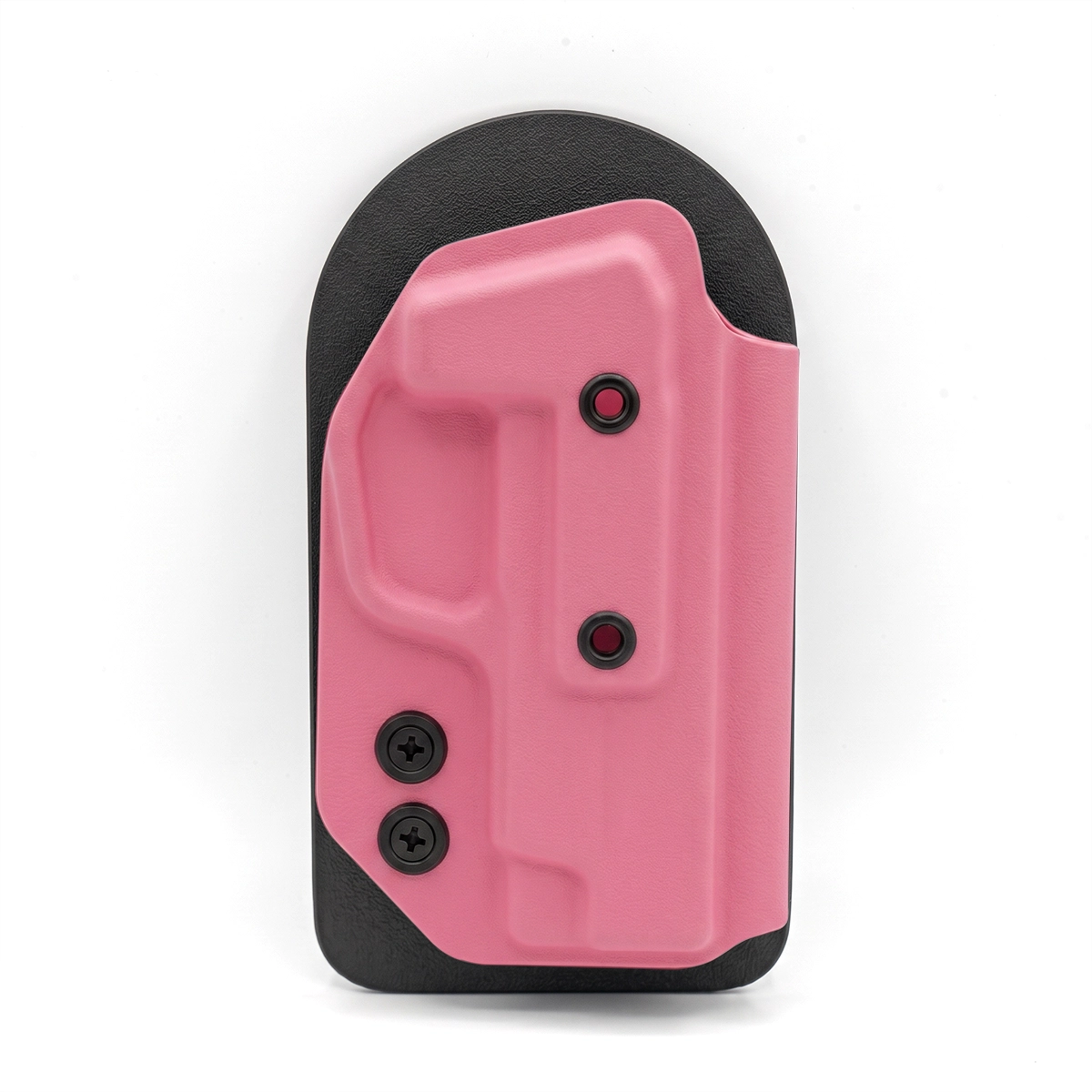 BERRY PINK CAKES CONCEALED HOLSTER ON A BLACK VELCRO BACKER.