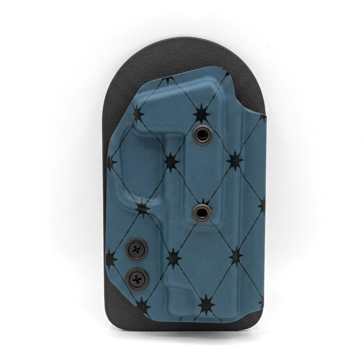 CAKES CONCEALED PRINTED BLUEBERRY HOLSTER ON A BLACK VELCRO BACKER.