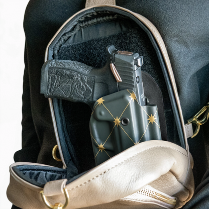 CAKES CONCEALED GOLD PREMIUM HOLSTER INSIDE A CAKES CONCEALED BAG.