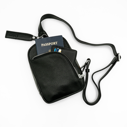 Madeline- Cross Body CCW Purse in Black Liquorice with Silver Hardware