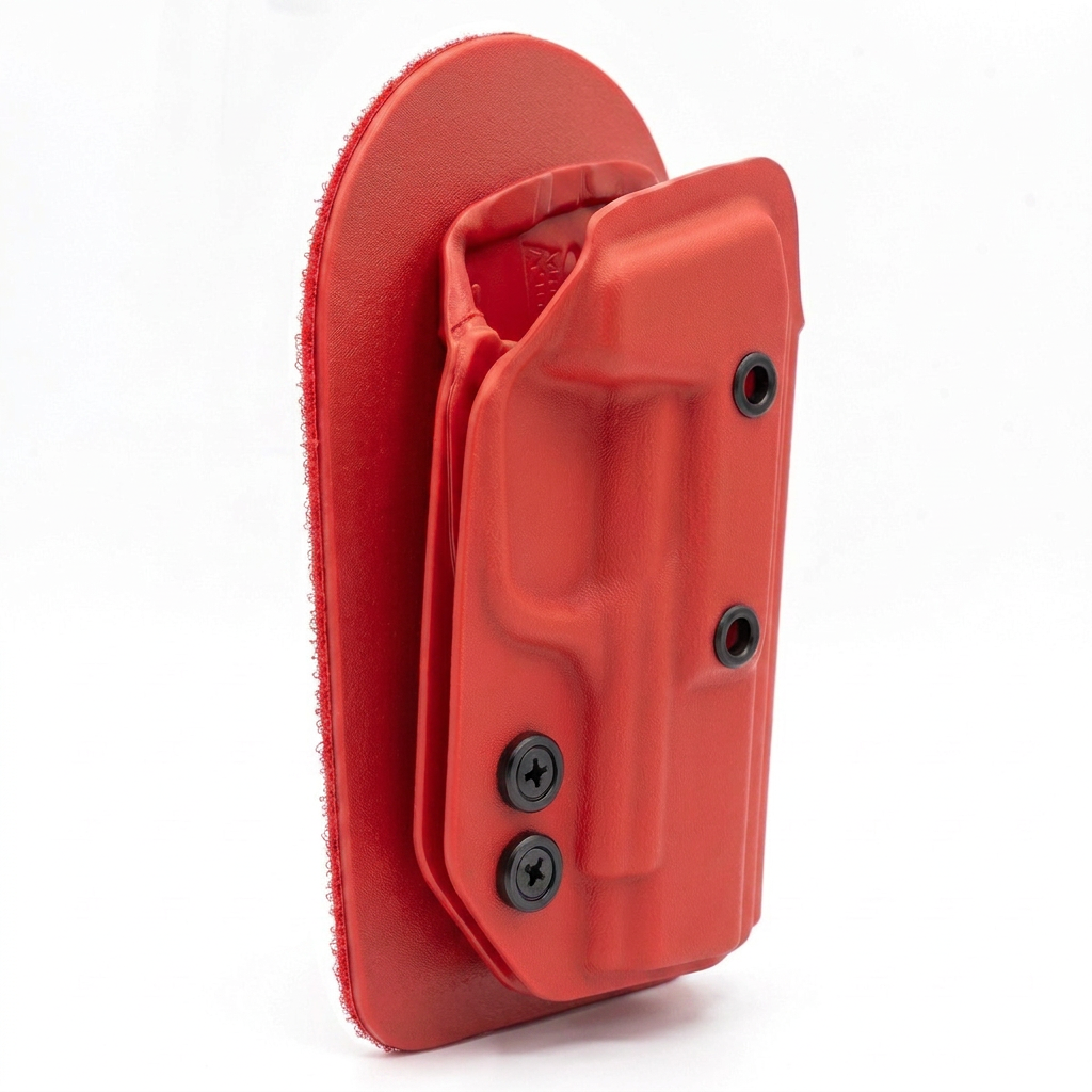 RED CAKES CONCEALED BAG HOLSTER ANGLED TO THE SIDE. 