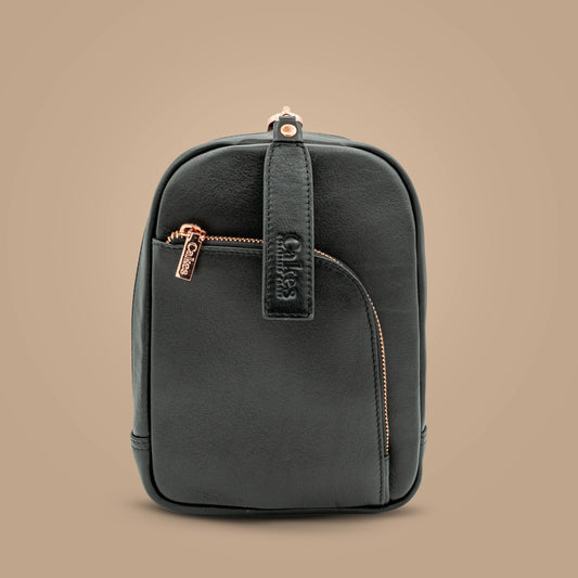 Madeline XL- CCW Cross Body Purse in Black Licorice - Rose Gold Hardware