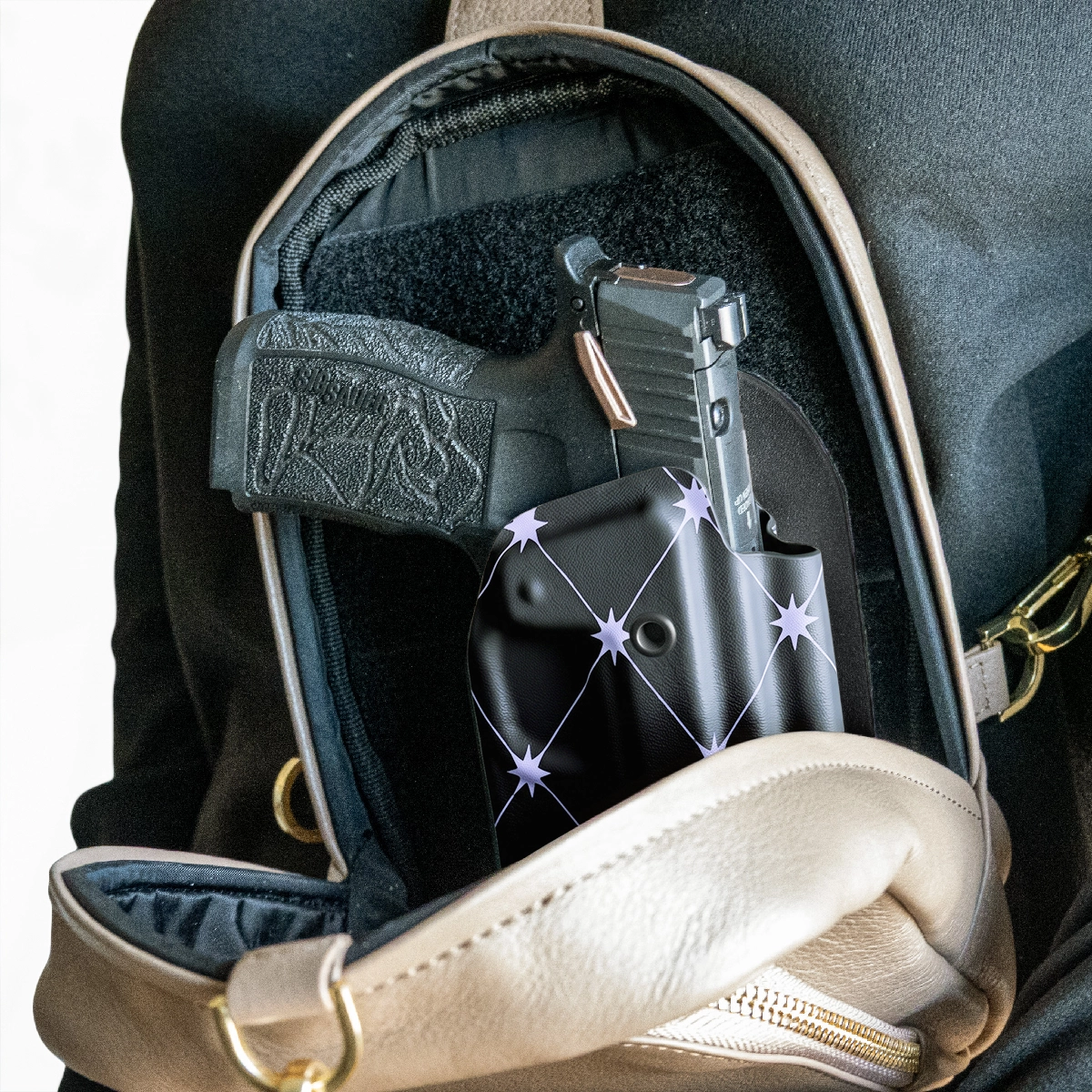 CAKES CONCEALED TARO PREMIUM HOLSTER INSIDE A CAKES CONCEALED BAG.