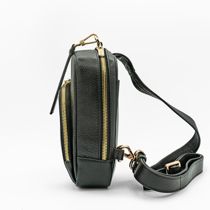 Madeline- Cross Body CCW Purse in Black Licorice - Gold Hardware