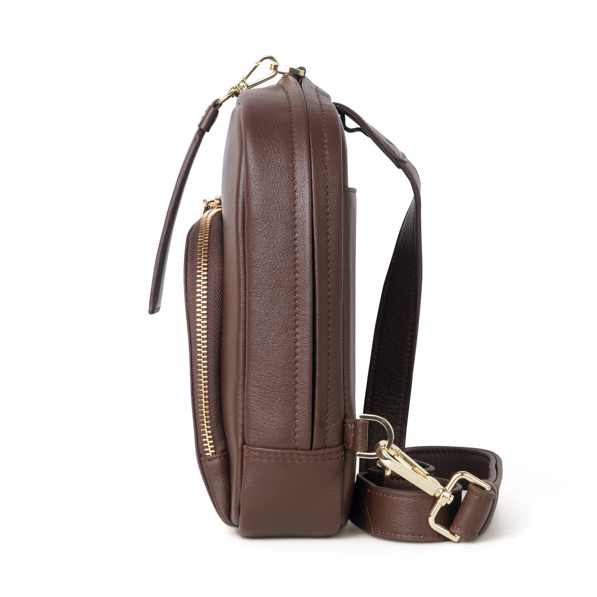 ccw leather sling purse backpack Cakes Concealed Carry Bag Madeline XL-M (Magnetic) Black Licorice Rose Gold Hardware